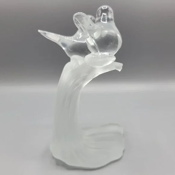 Vintage Artmark Glass Crystal Clear & Frosted Branch Love Birds Figurine 5.5" - Picture 6 of 15